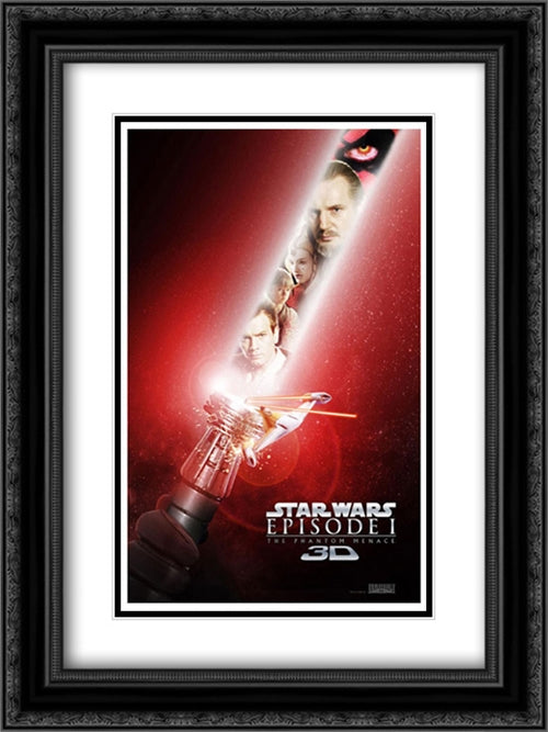 Star Wars: Episode I - The Phantom Menace 3D 18x24 Black Ornate Wood Framed Movie Poster with Double Matting