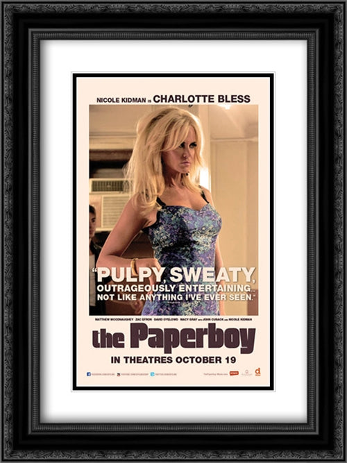 The Paperboy 18x24 Black Ornate Wood Framed Movie Poster with Double Matting