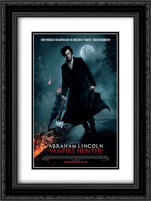 Abraham Lincoln: Vampire Hunter 18x24 Black Ornate Wood Framed Movie Poster with Double Matting