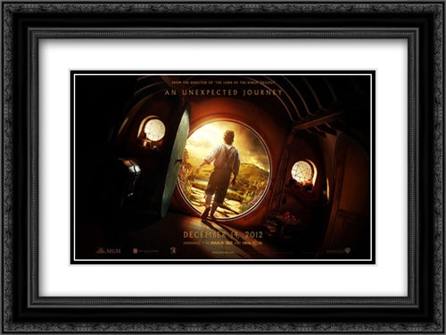 The Hobbit: An Unexpected Journey 24x18 Black Ornate Wood Framed Movie Poster with Double Matting