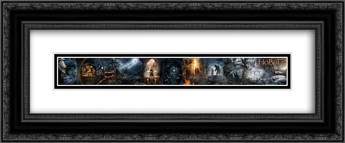 The Hobbit: An Unexpected Journey 24x10 Black Ornate Wood Framed Movie Poster with Double Matting