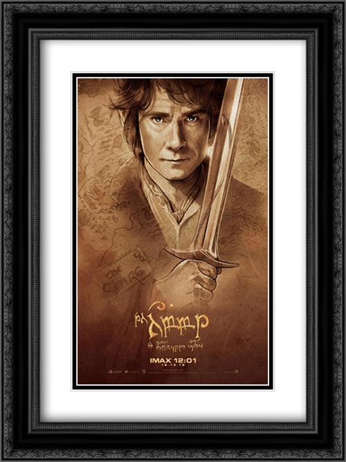 The Hobbit: An Unexpected Journey 18x24 Black Ornate Wood Framed Movie Poster with Double Matting