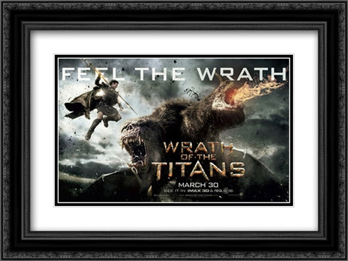 Wrath of the Titans 24x18 Black Ornate Wood Framed Movie Poster with Double Matting