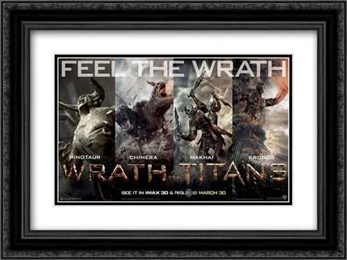 Wrath of the Titans 24x18 Black Ornate Wood Framed Movie Poster with Double Matting