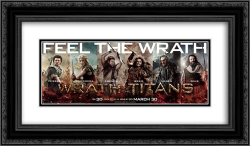 Wrath of the Titans 24x14 Black Ornate Wood Framed Movie Poster with Double Matting