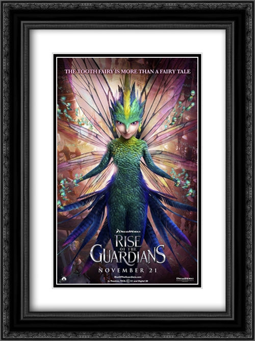Rise of the Guardians 18x24 Black Ornate Wood Framed Movie Poster with Double Matting