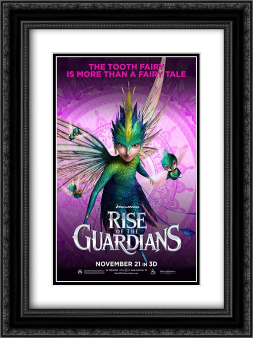 Rise of the Guardians 18x24 Black Ornate Wood Framed Movie Poster with Double Matting