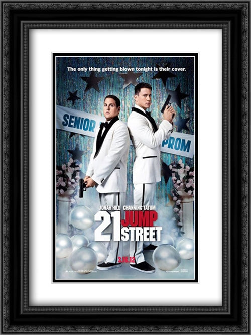 21 Jump Street 18x24 Black Ornate Wood Framed Movie Poster with Double Matting