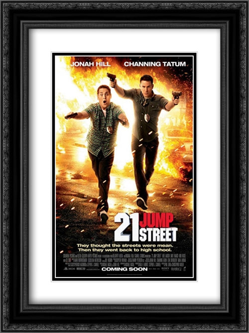 21 Jump Street 18x24 Black Ornate Wood Framed Movie Poster with Double Matting