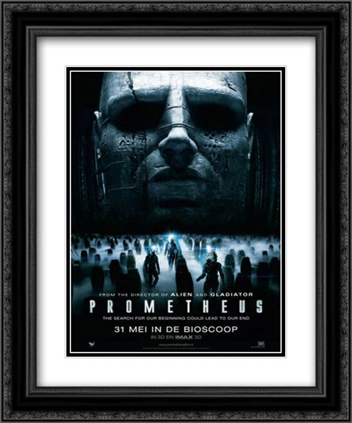 Prometheus 20x24 Black Ornate Wood Framed Movie Poster with Double Matting