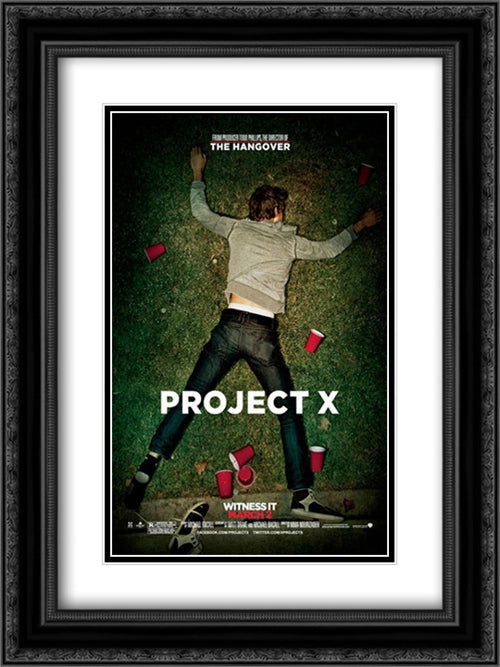 Project X 18x24 Black Ornate Wood Framed Movie Poster with Double Matting