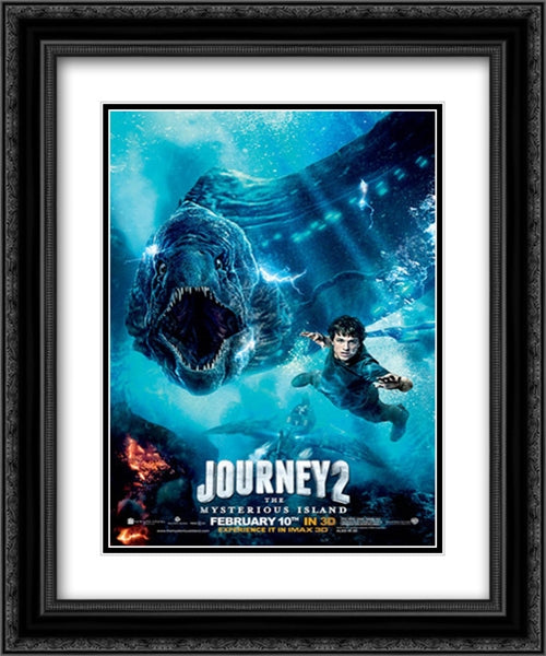 Journey 2: The Mysterious Island 20x24 Black Ornate Wood Framed Movie Poster with Double Matting
