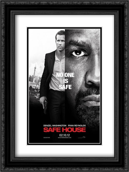 Safe House 18x24 Black Ornate Wood Framed Movie Poster with Double Matting