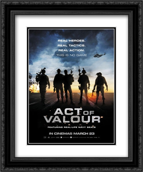 Act of Valor 20x24 Black Ornate Wood Framed Movie Poster with Double Matting