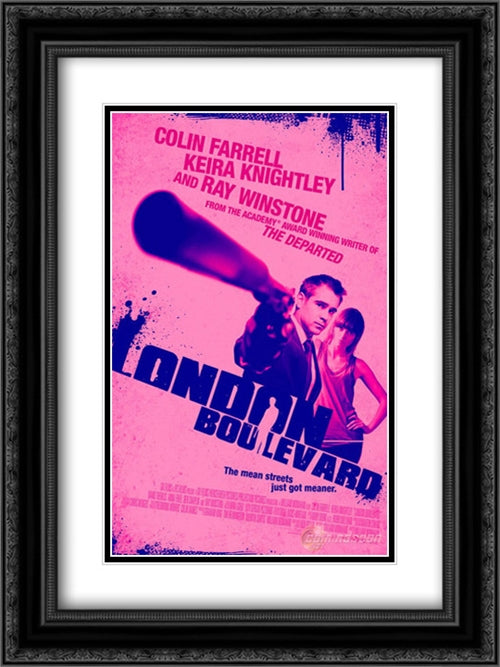 London Boulevard 18x24 Black Ornate Wood Framed Movie Poster with Double Matting