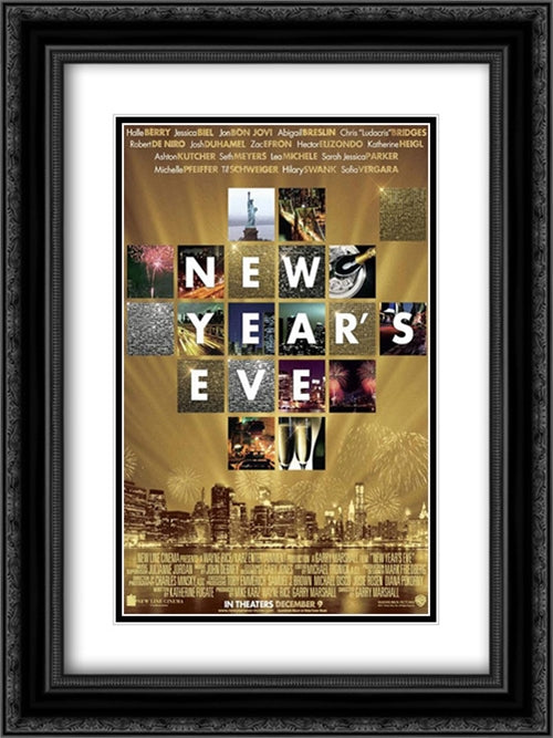 New Year's Eve 18x24 Black Ornate Wood Framed Movie Poster with Double Matting