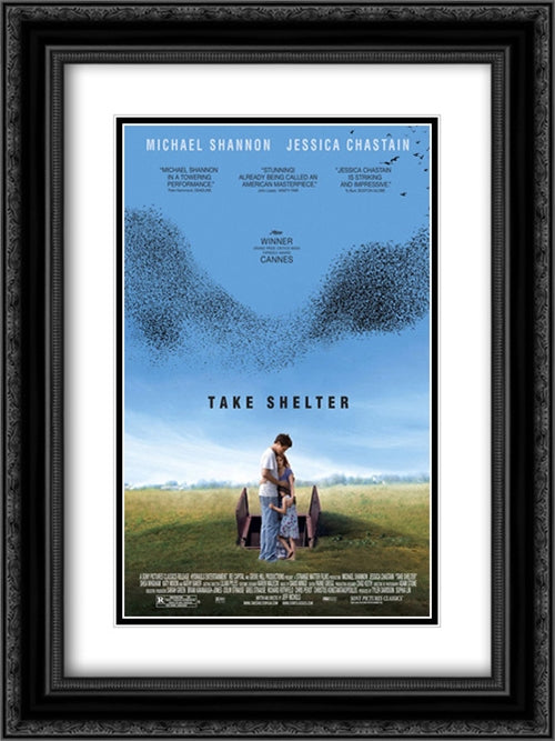 Take Shelter 18x24 Black Ornate Wood Framed Movie Poster with Double Matting