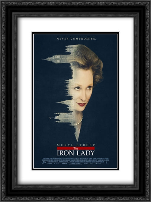The Iron Lady 18x24 Black Ornate Wood Framed Movie Poster with Double Matting