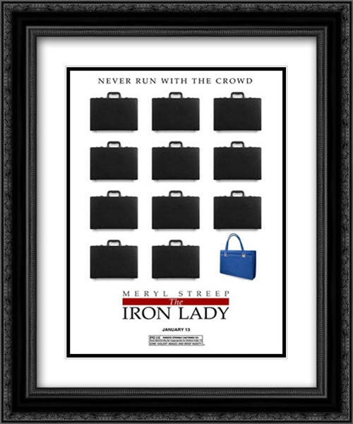 The Iron Lady 20x24 Black Ornate Wood Framed Movie Poster with Double Matting