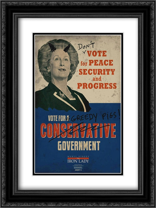 The Iron Lady 18x24 Black Ornate Wood Framed Movie Poster with Double Matting