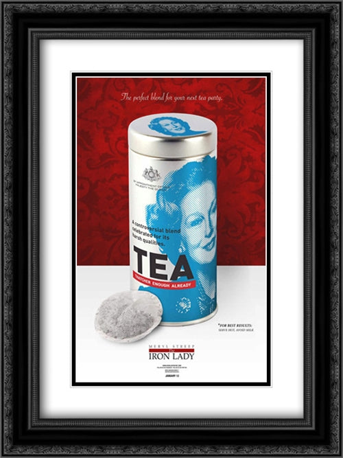 The Iron Lady 18x24 Black Ornate Wood Framed Movie Poster with Double Matting