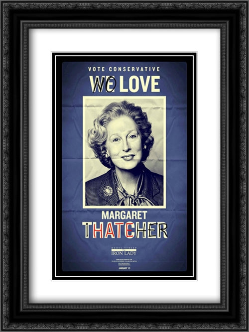 The Iron Lady 18x24 Black Ornate Wood Framed Movie Poster with Double Matting