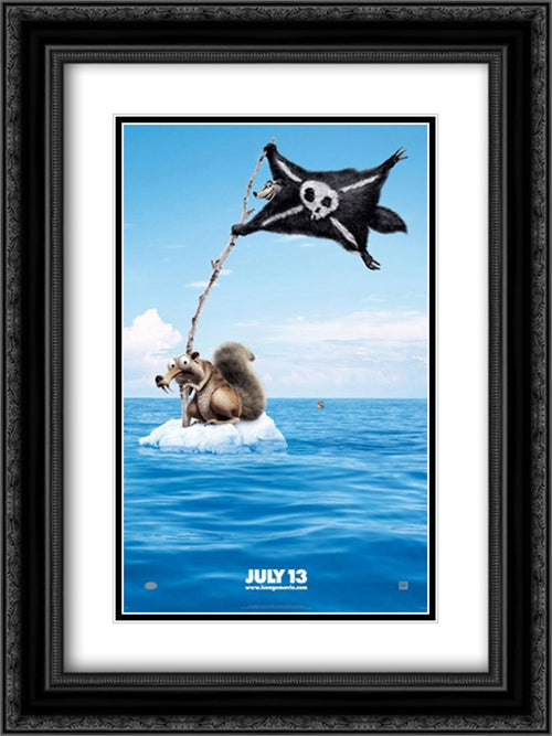 Ice Age: Continental Drift 18x24 Black Ornate Wood Framed Movie Poster with Double Matting