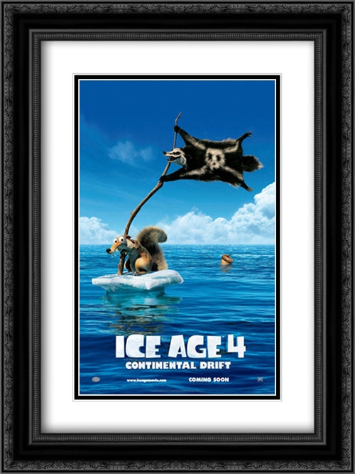 Ice Age: Continental Drift 18x24 Black Ornate Wood Framed Movie Poster with Double Matting