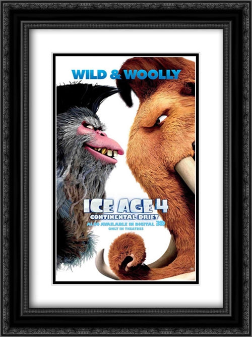 Ice Age: Continental Drift 18x24 Black Ornate Wood Framed Movie Poster with Double Matting