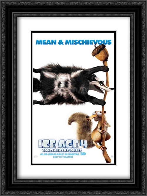 Ice Age: Continental Drift 18x24 Black Ornate Wood Framed Movie Poster with Double Matting
