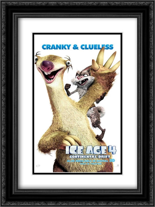 Ice Age: Continental Drift 18x24 Black Ornate Wood Framed Movie Poster with Double Matting