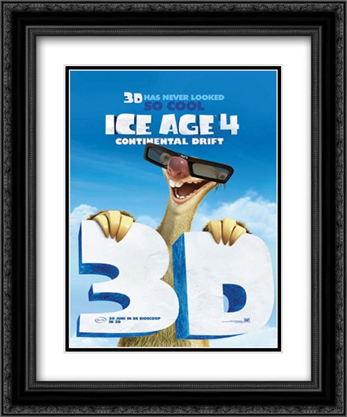 Ice Age: Continental Drift 20x24 Black Ornate Wood Framed Movie Poster with Double Matting