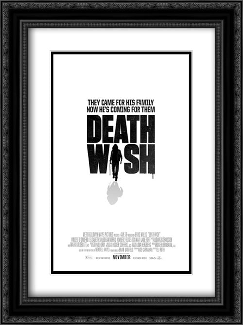 Death Wish 18x24 Black Ornate Wood Framed Movie Poster with Double Matting