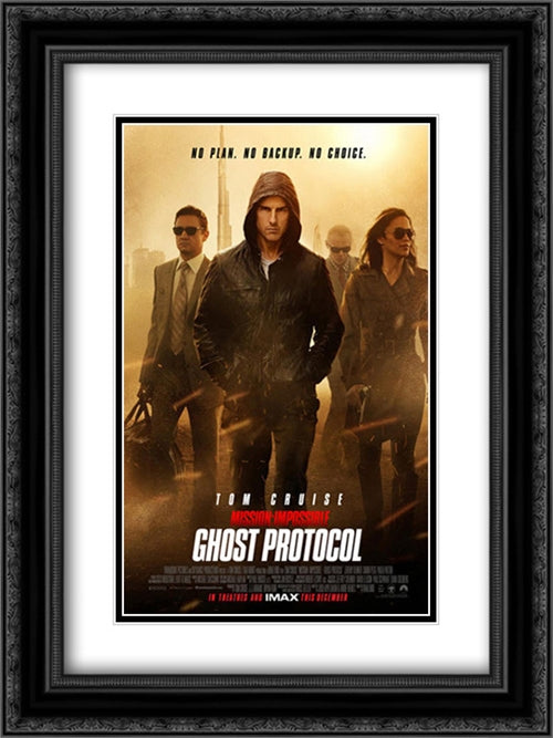 Mission Impossible: Ghost Protocol 18x24 Black Ornate Wood Framed Movie Poster with Double Matting