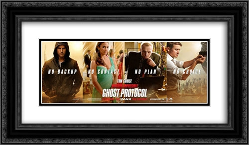 Mission Impossible: Ghost Protocol 24x14 Black Ornate Wood Framed Movie Poster with Double Matting