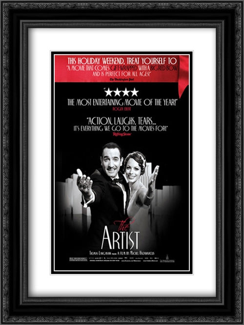 The Artist 18x24 Black Ornate Wood Framed Movie Poster with Double Matting