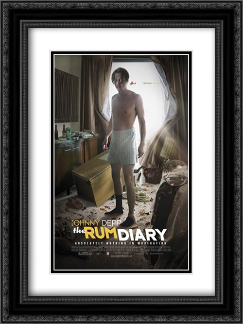 The Rum Diary 18x24 Black Ornate Wood Framed Movie Poster with Double Matting