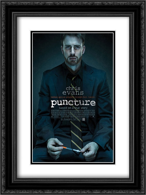 Puncture 18x24 Black Ornate Wood Framed Movie Poster with Double Matting