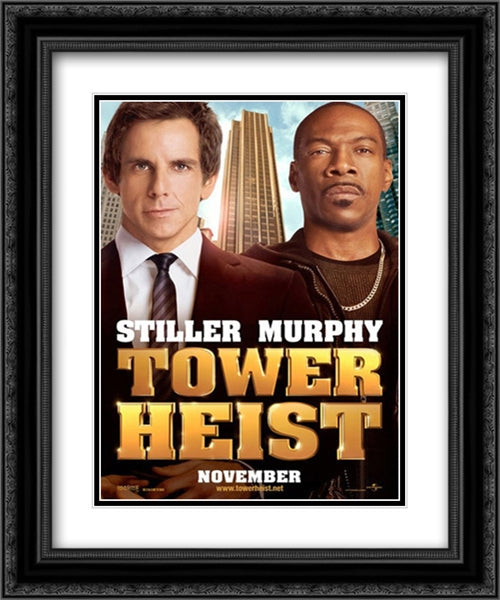 Tower Heist 20x24 Black Ornate Wood Framed Movie Poster with Double Matting
