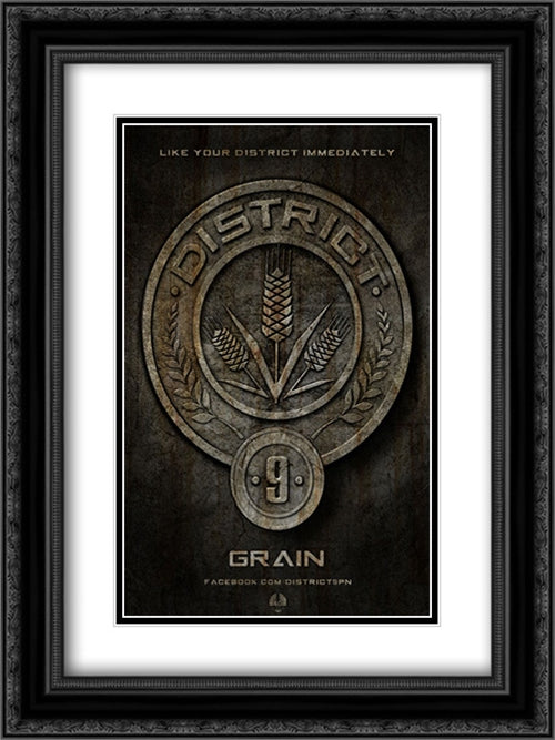 The Hunger Games 18x24 Black Ornate Wood Framed Movie Poster with Double Matting