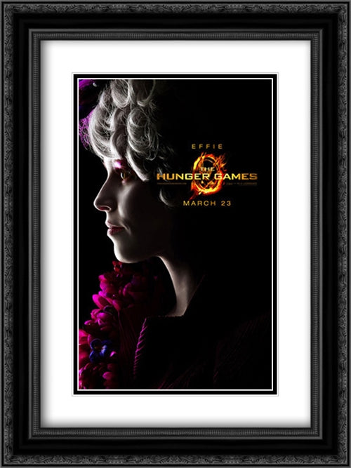 The Hunger Games 18x24 Black Ornate Wood Framed Movie Poster with Double Matting