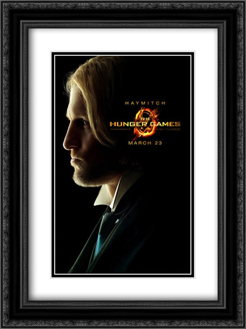 The Hunger Games 18x24 Black Ornate Wood Framed Movie Poster with Double Matting