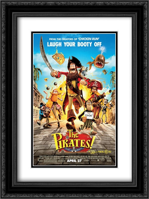 The Pirates! Band of Misfits 18x24 Black Ornate Wood Framed Movie Poster with Double Matting