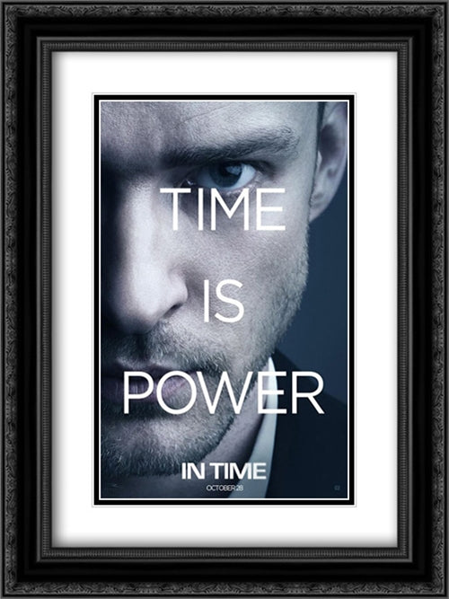In Time 18x24 Black Ornate Wood Framed Movie Poster with Double Matting