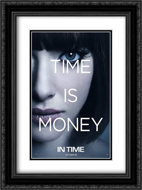 In Time 18x24 Black Ornate Wood Framed Movie Poster with Double Matting