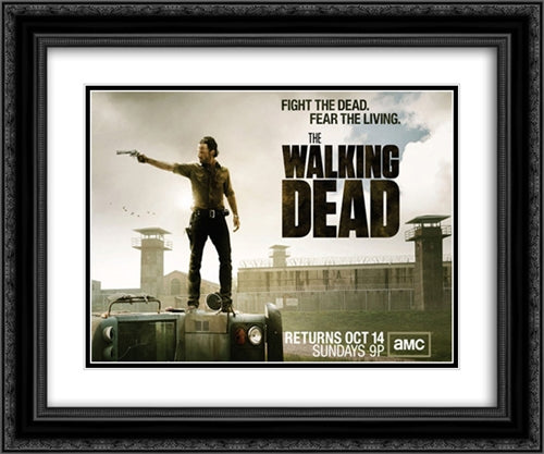 The Walking Dead TV Series Show 24x20 Black Ornate Wood Framed Movie Poster with Double Matting