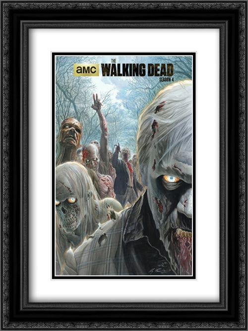 The Walking Dead TV Series Show 18x24 Black Ornate Wood Framed Movie Poster with Double Matting