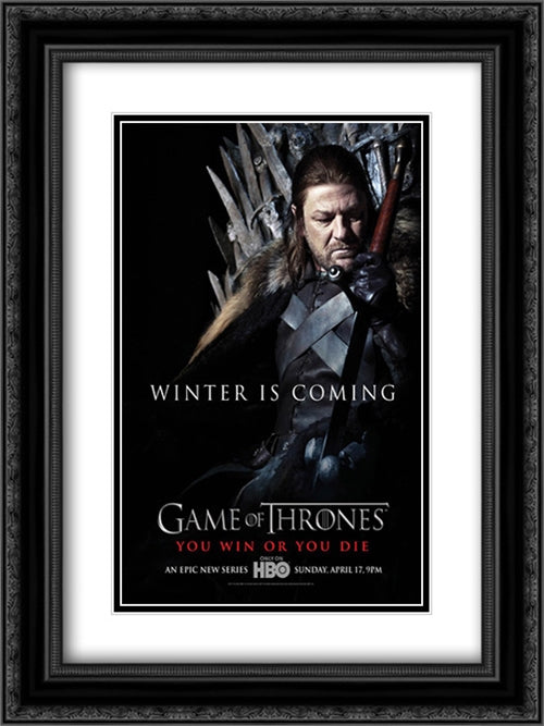 Game of Thrones TV Series Show 18x24 Black Ornate Wood Framed Movie Poster with Double Matting