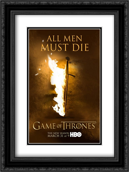 Game of Thrones TV Series Show 18x24 Black Ornate Wood Framed Movie Poster with Double Matting