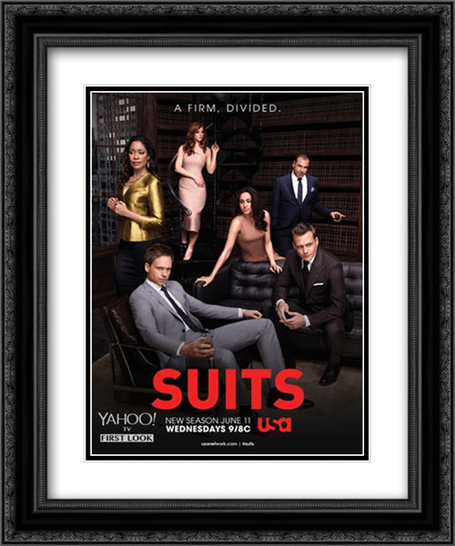 Suits TV Series Show 20x24 Black Ornate Wood Framed Movie Poster with Double Matting